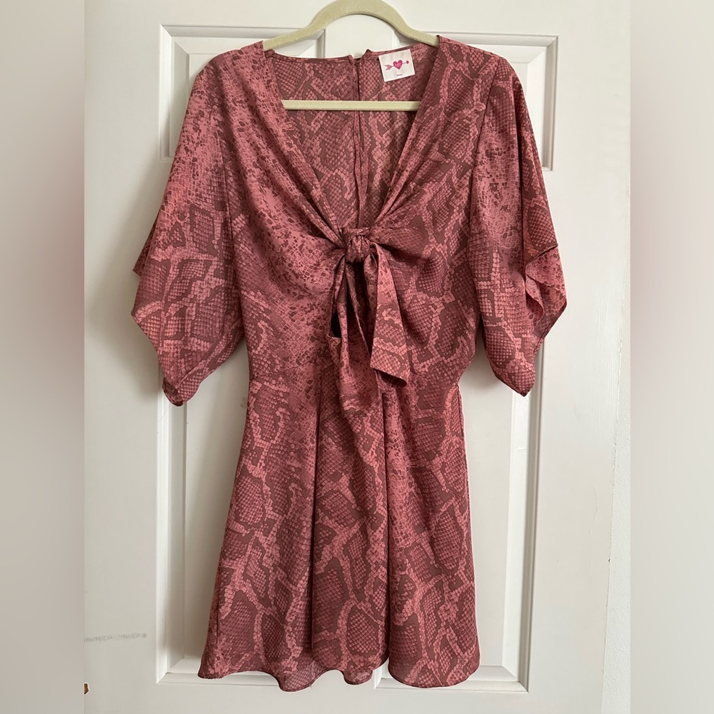 Buddy Love Connie Tie Front snakeskin print dress